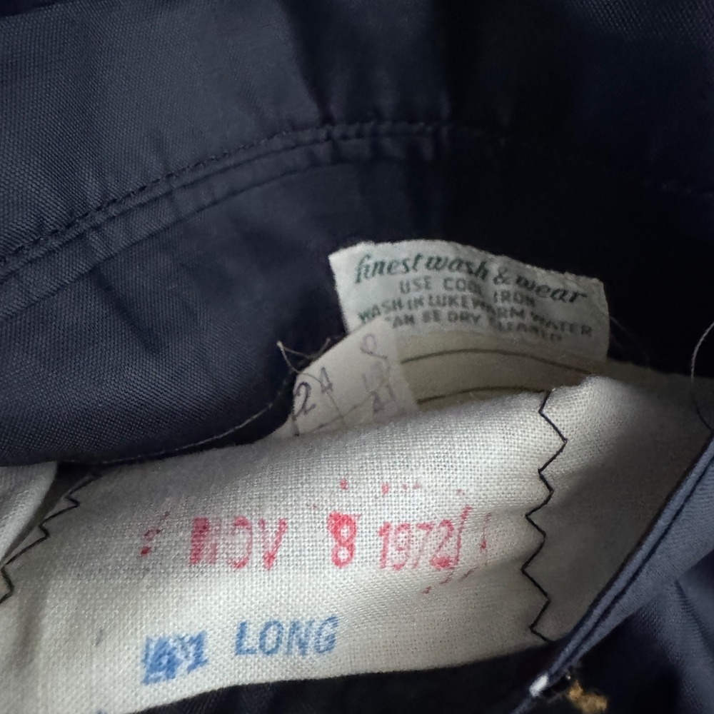 1970s Deansgate Suit Mens 41L 33x29 Blue Solid Vintage Ivy League Wash & Wear - Picture 6 of 8